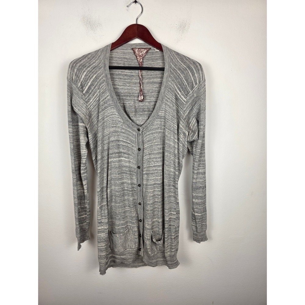 L.A.M.B. Gwen Stefani Spring 2009 Grey Space Dye Cotton Longline Cardigan Large